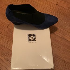 Anne Klein Blue Suede Wedge Booties